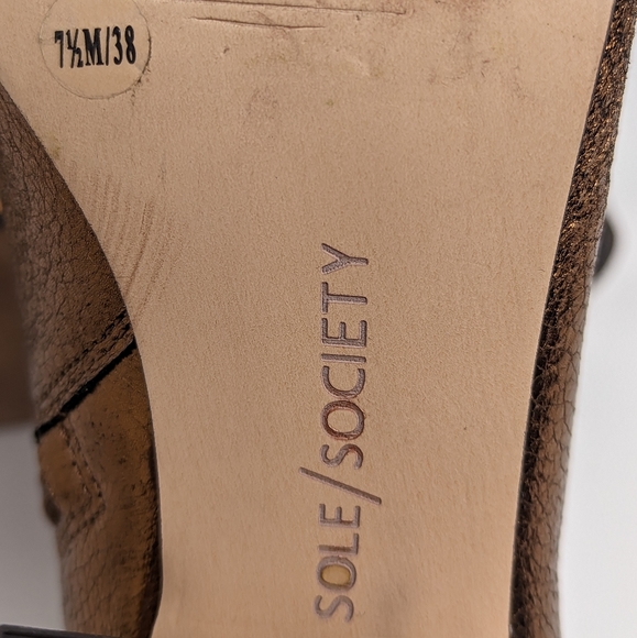 Sole Society Boot Copper Tashia Metallic Ankle Boot Size 7.5M Square Toe - Picture 14 of 16